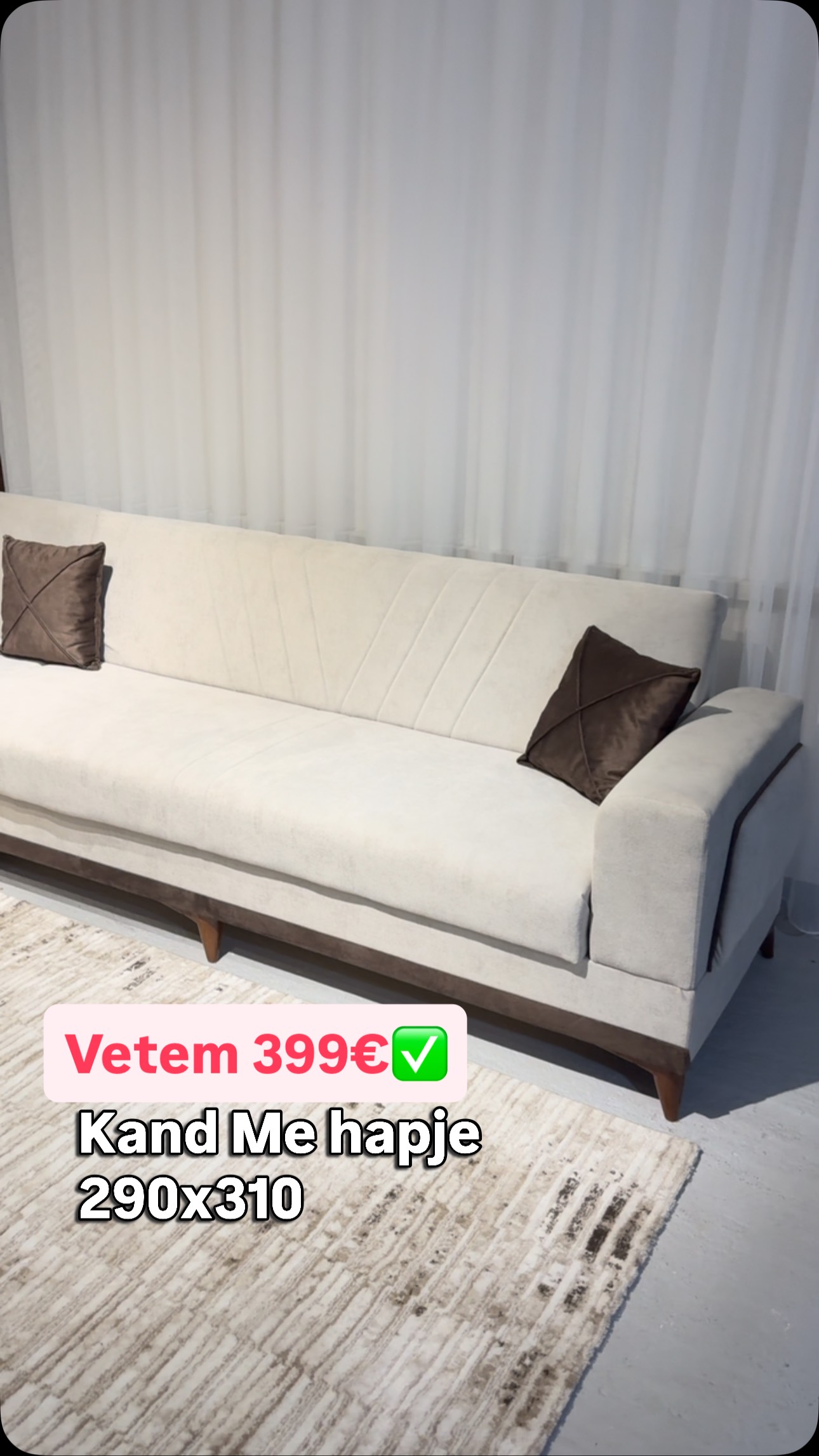 Kënd ulës me hapje krem me jastëkë kafe – 𝗠𝗼𝗯𝗶𝗹𝗲𝗿𝗶𝗮 𝗕𝗜𝗡𝗜