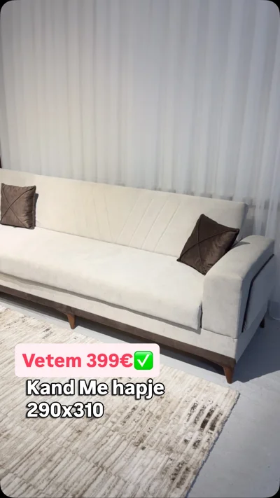 Kënd ulës me hapje krem me jastëkë kafe