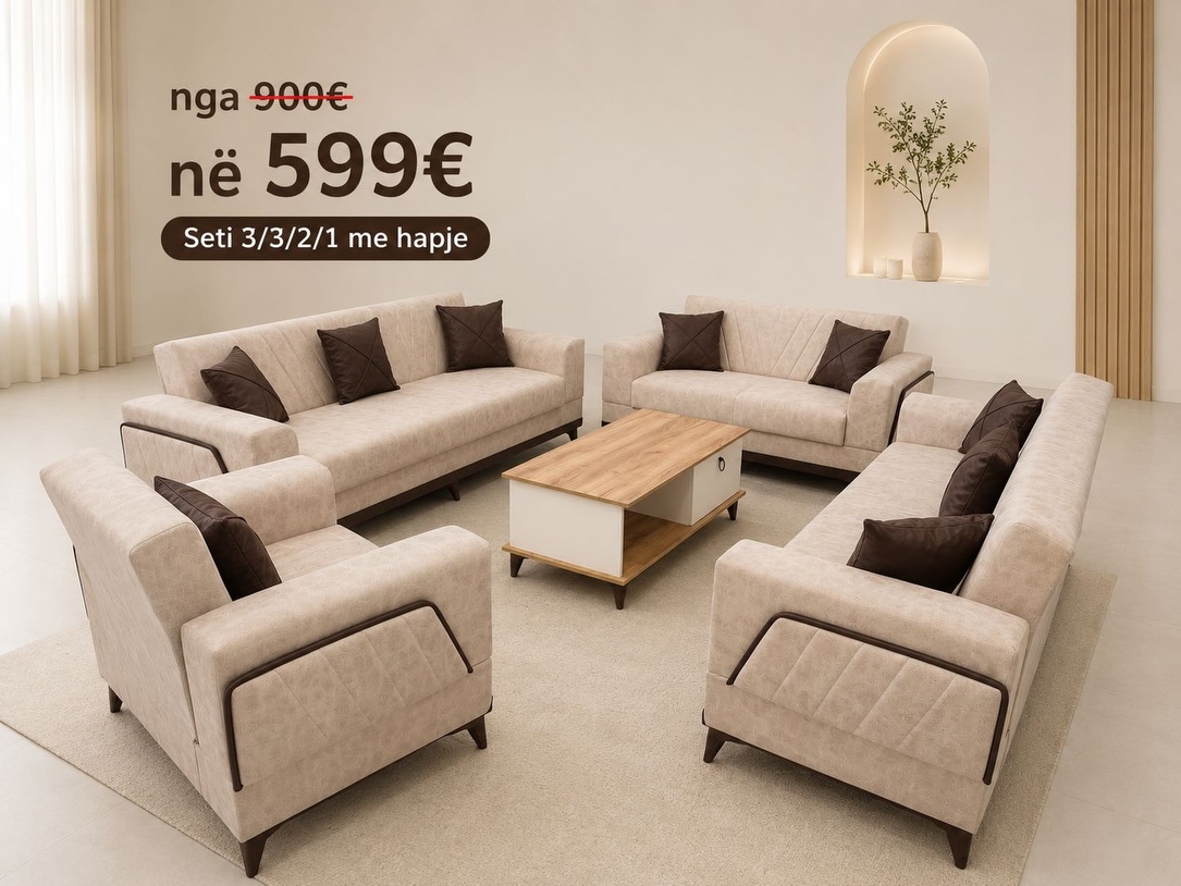 Set ulësesh 3-3-2-1 me hapje bezhë dhe tavolinë – 𝗠𝗼𝗯𝗶𝗹𝗲𝗿𝗶𝗮 𝗕𝗜𝗡𝗜