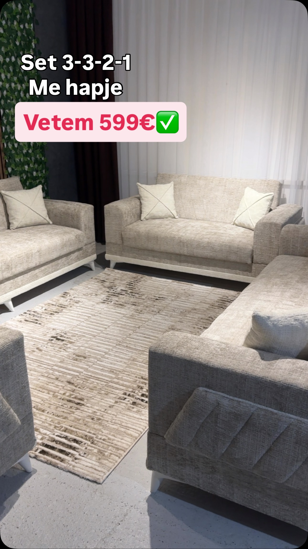 Set ulësesh 3-3-2-1 me hapje bezhë – 𝗠𝗼𝗯𝗶𝗹𝗲𝗿𝗶𝗮 𝗕𝗜𝗡𝗜