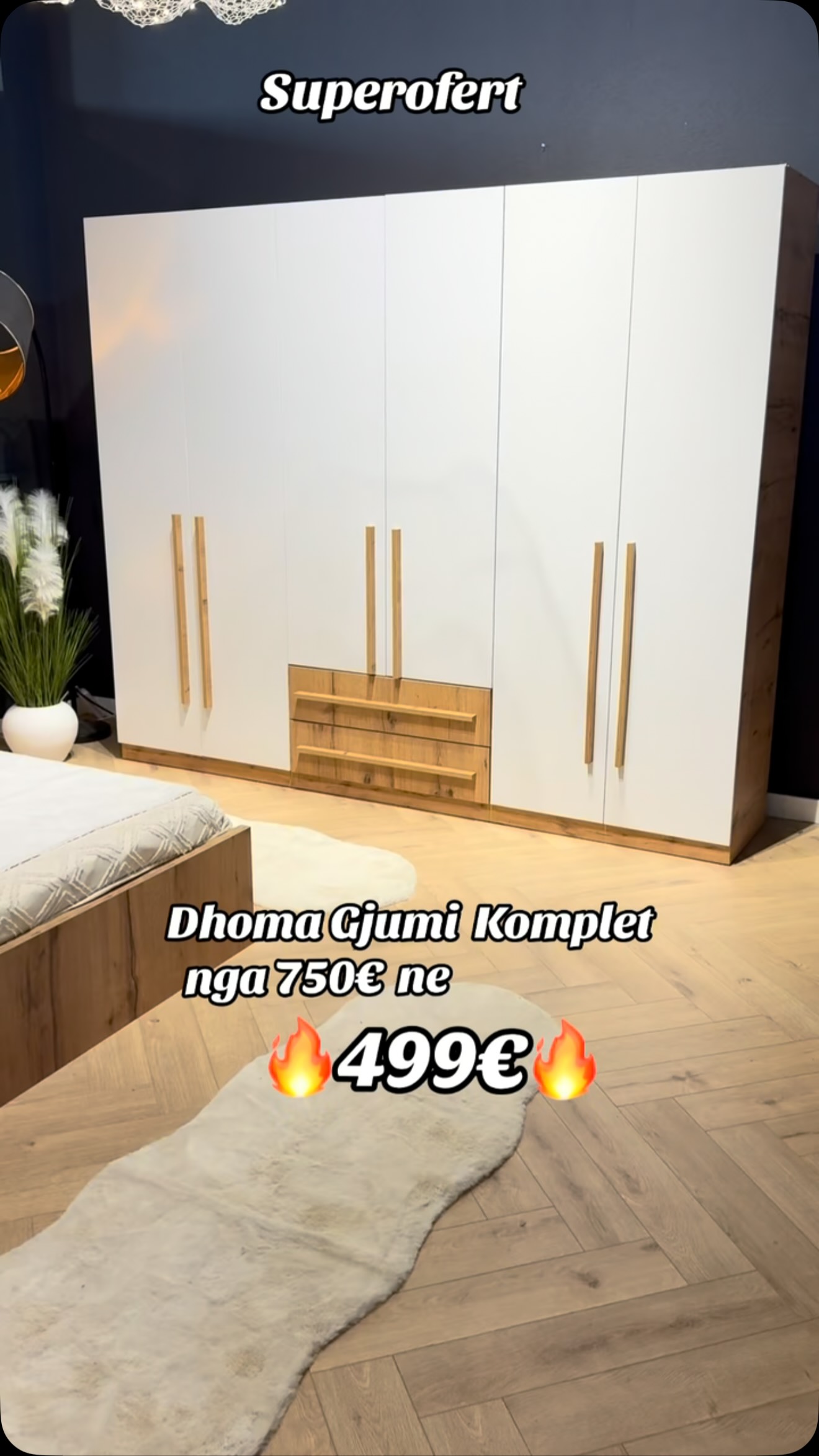 Dhomë gjumi komplet me dollap të bardhë – Fabrika e Mobiljev Gunner