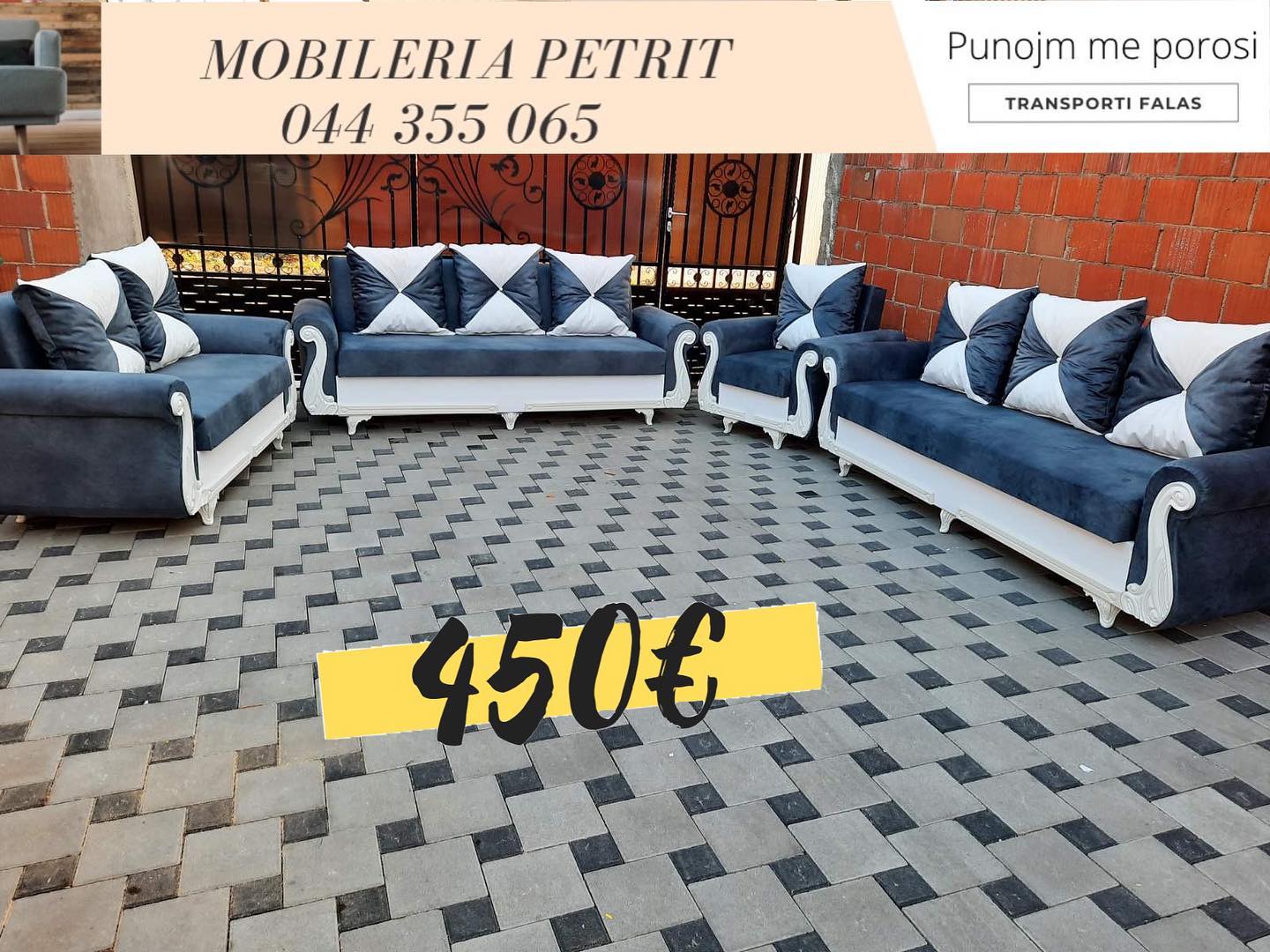 Set kauçësh blu e errët me të bardhë – 🛋 MOBILERIA PETRITI
