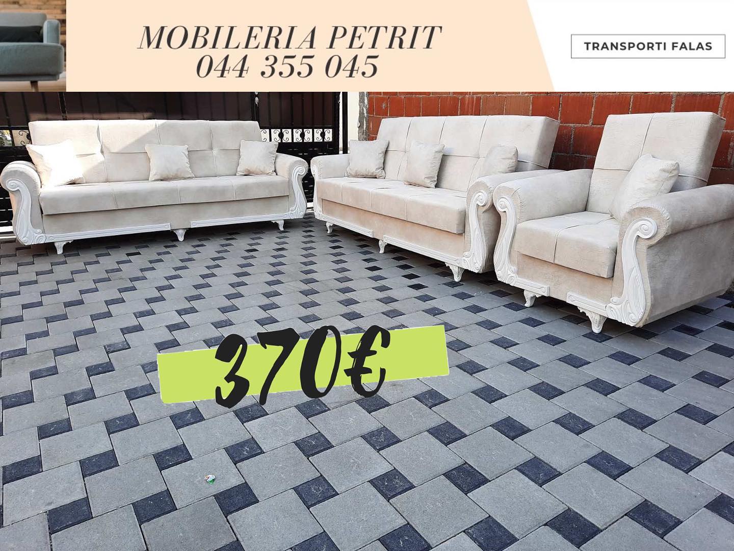 Set kauçësh krem 3-3-1 – 🛋 MOBILERIA PETRITI