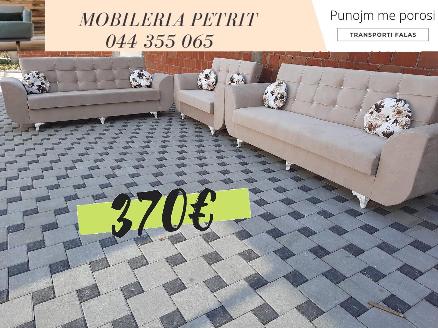 Set kauçësh bezhë me kapitone 3-3-1 – 🛋 MOBILERIA PETRITI