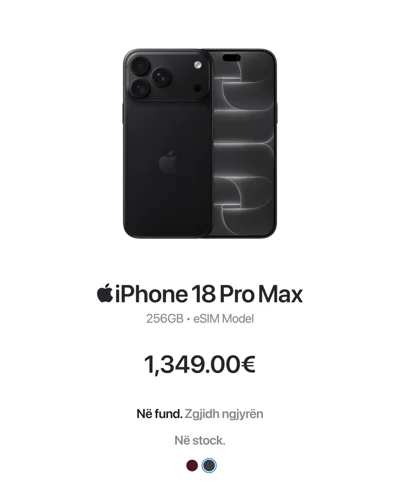 iPhone 18 Pro Max 256GB eSIM i zi