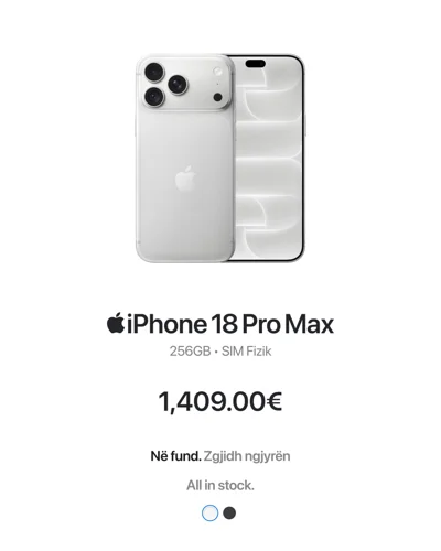 iPhone 18 Pro Max 256GB i bardhë