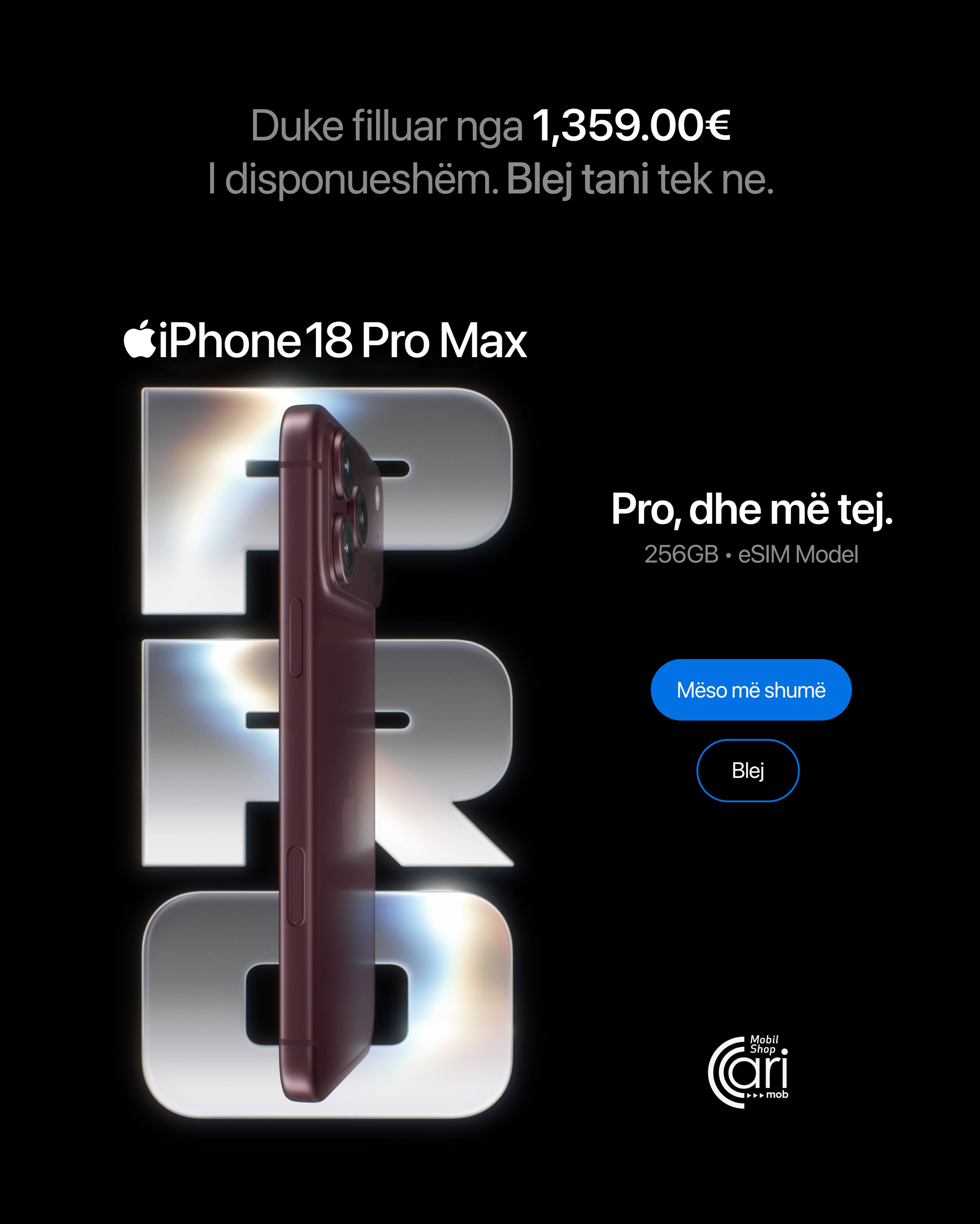 iPhone 18 Pro Max 256GB ngjyrë vishnje – mobilshoparigjakove