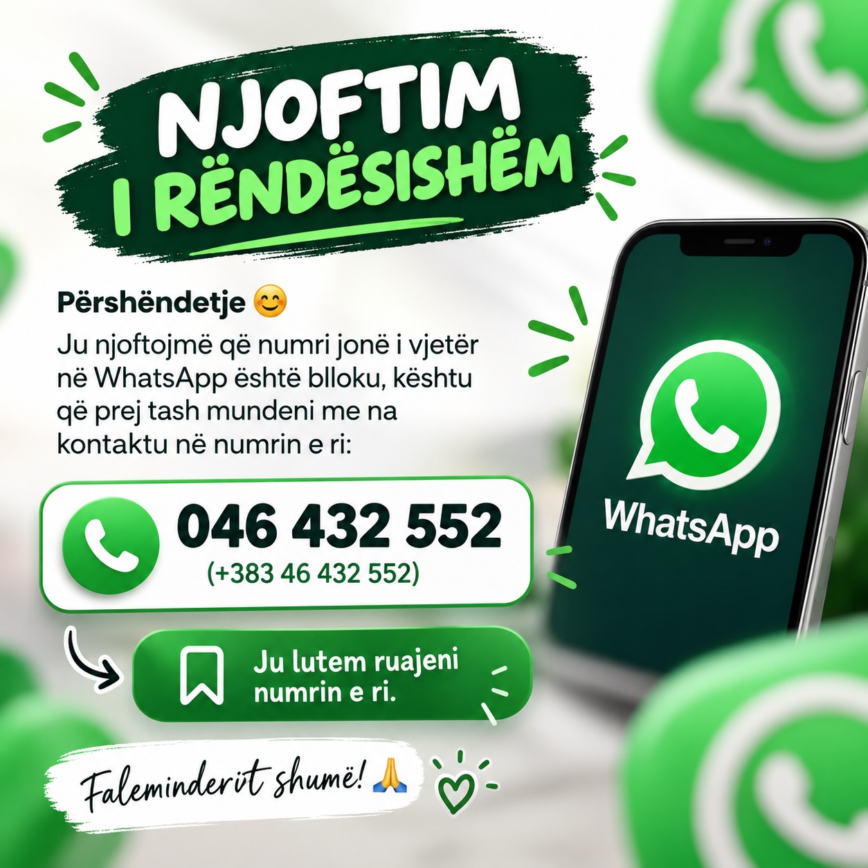 Njoftim për numrin e ri në WhatsApp – Mobil Shop Daki Pejë