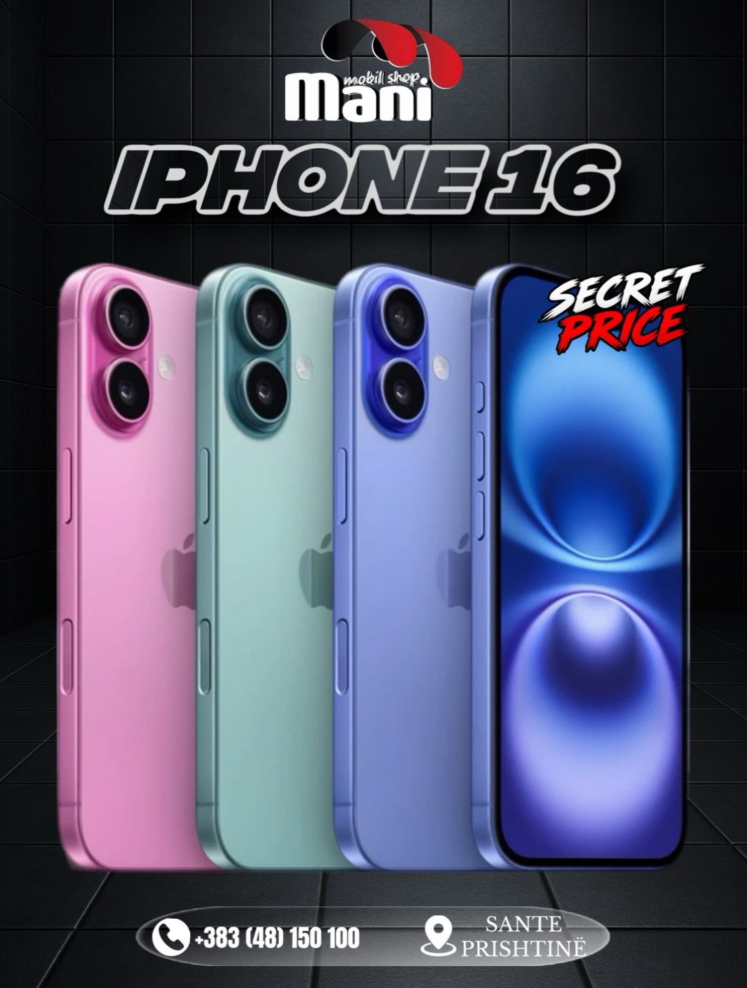 iPhone 16 në ngjyrë rozë, të gjelbër dhe blu – MobilShopMani