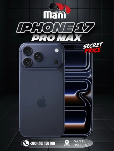 iPhone 17 Pro Max në ngjyrë blu të errët