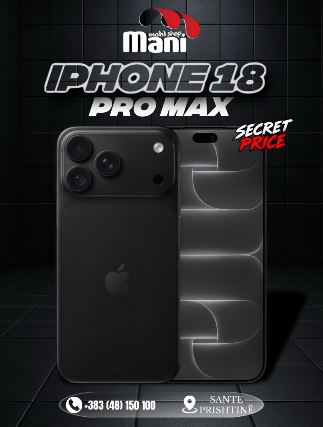 iPhone 18 Pro Max në ngjyrë të zezë – MobilShopMani