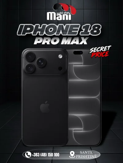 iPhone 18 Pro Max në ngjyrë të zezë