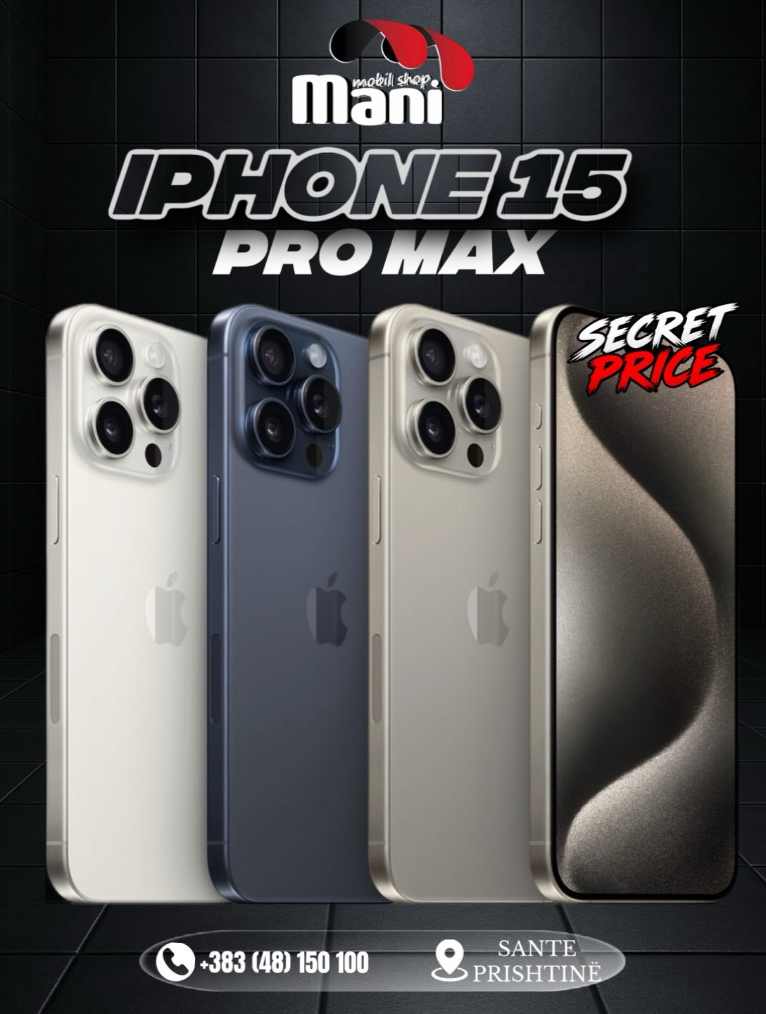 iPhone 15 Pro Max në ngjyra titani – MobilShopMani