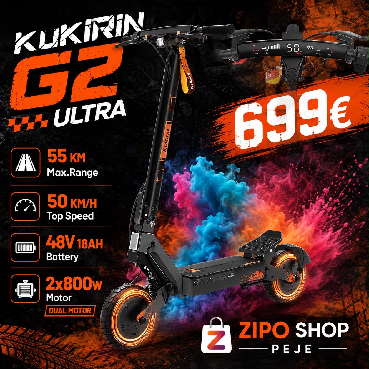 Trotinet elektrik Kukirin G2 Ultra me dy motorë – ZIPO  Mobil Shop & Smart Elektronics