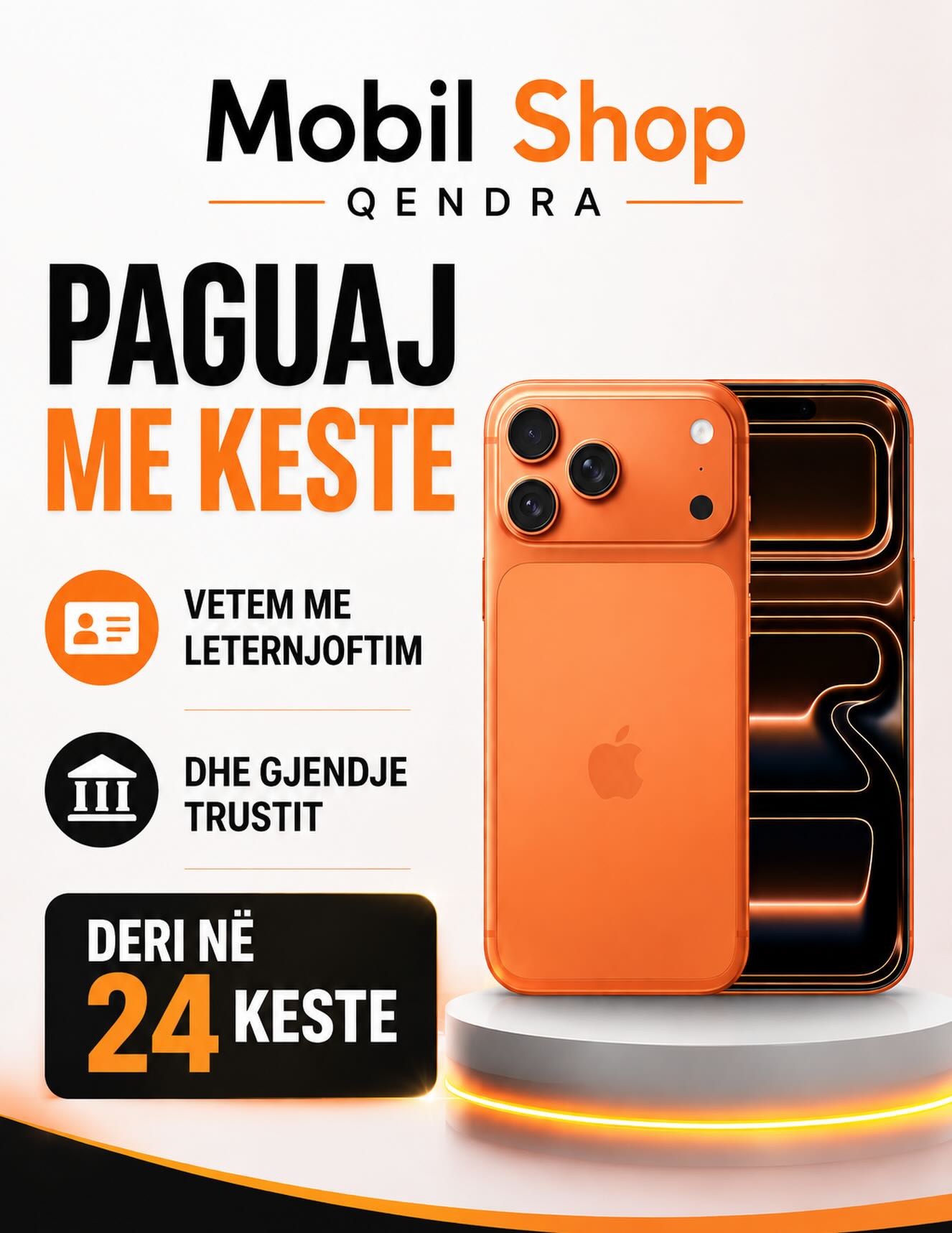 iPhone 17 Pro portokalli me pagesë me këste – Qendra Mobil Shop