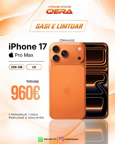 iPhone 17 Pro Max 256GB portokalli dhe blu