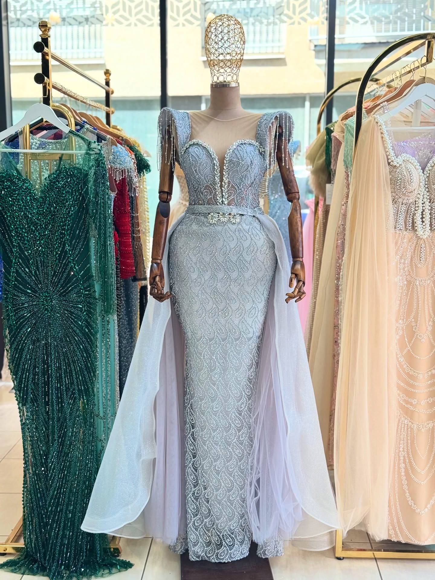 Fustan argjendi me gurë dhe bisht – Modesa Fashion (2)