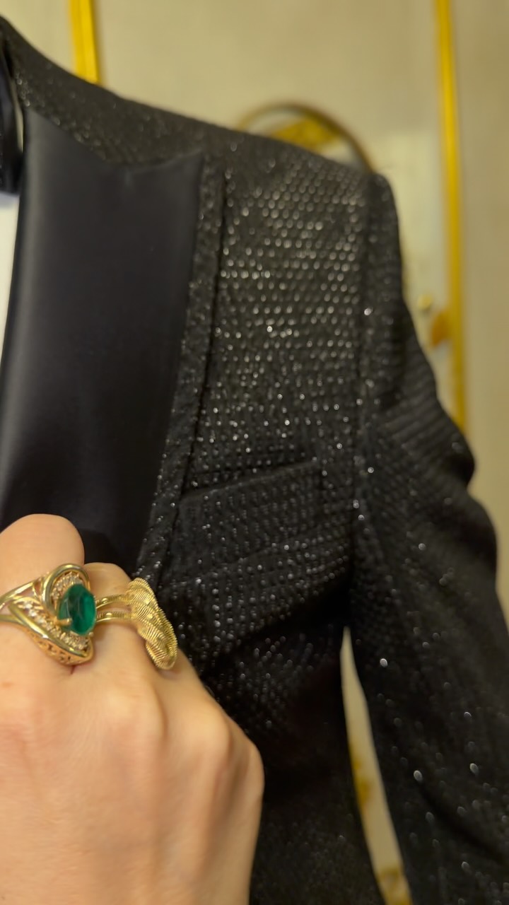 Xhaketë kostumi e zezë me shkëlqim – Fustane Nuserie Mon Belle Bridal