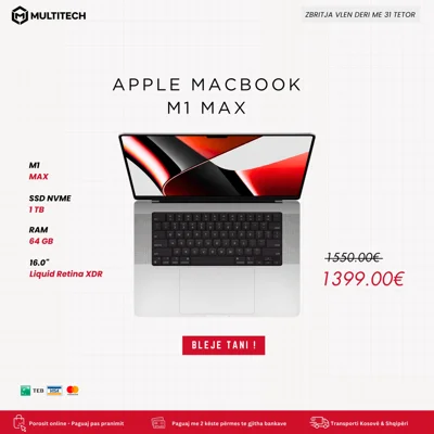 Laptop Apple MacBook Pro M1 Max 64GB 1TB