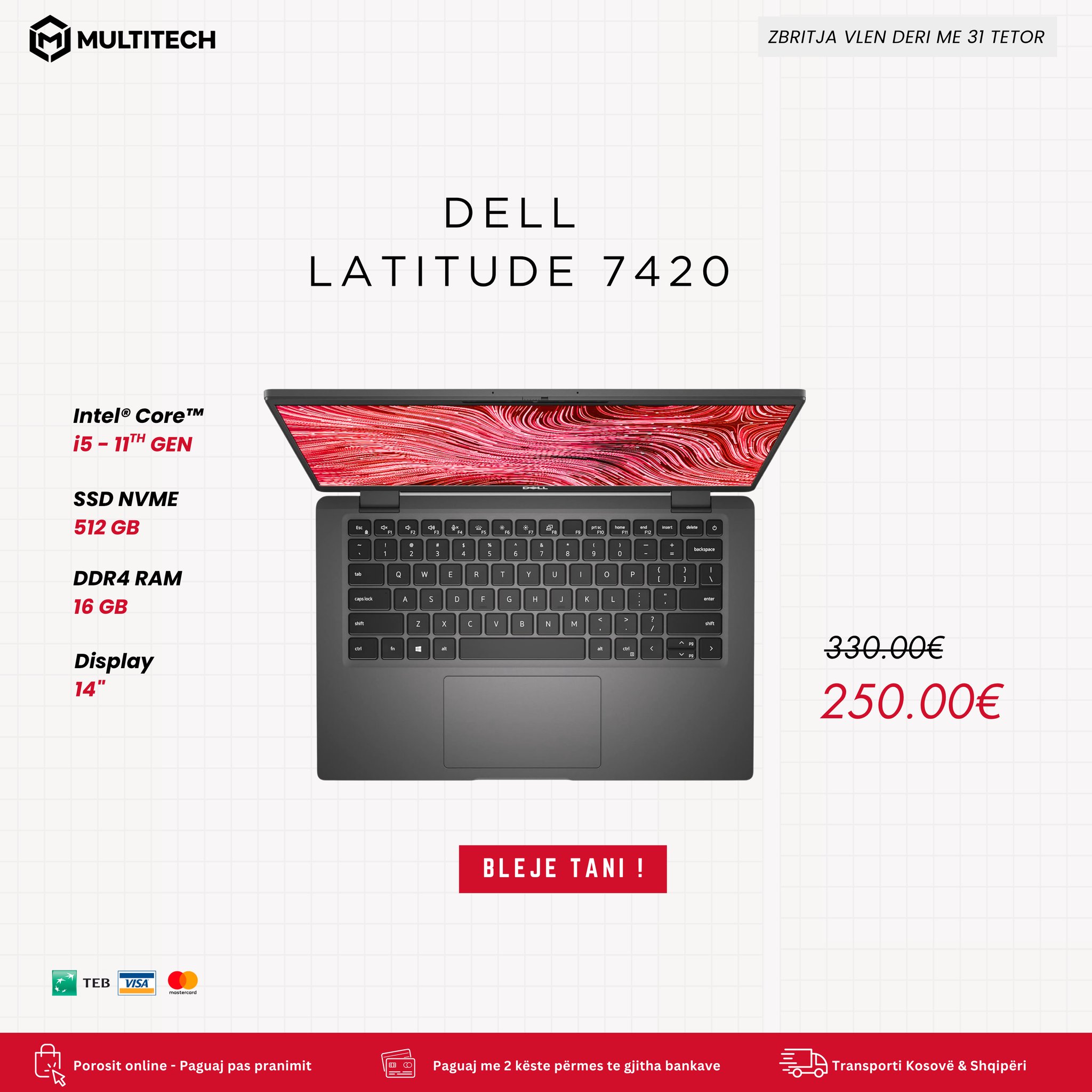Laptop Dell Latitude 7420 Intel Core i5 16GB – MultiTech | Laptopë, Desktop & IT