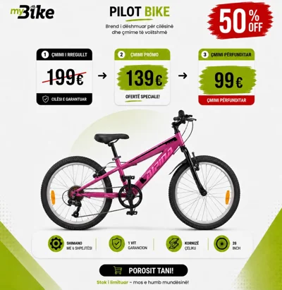 Biçikletë për fëmijë Pilot 20 inç