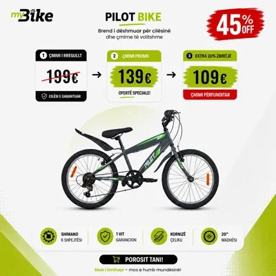 Biçikletë Pilot 20 inç me 6 shpejtësi Shimano