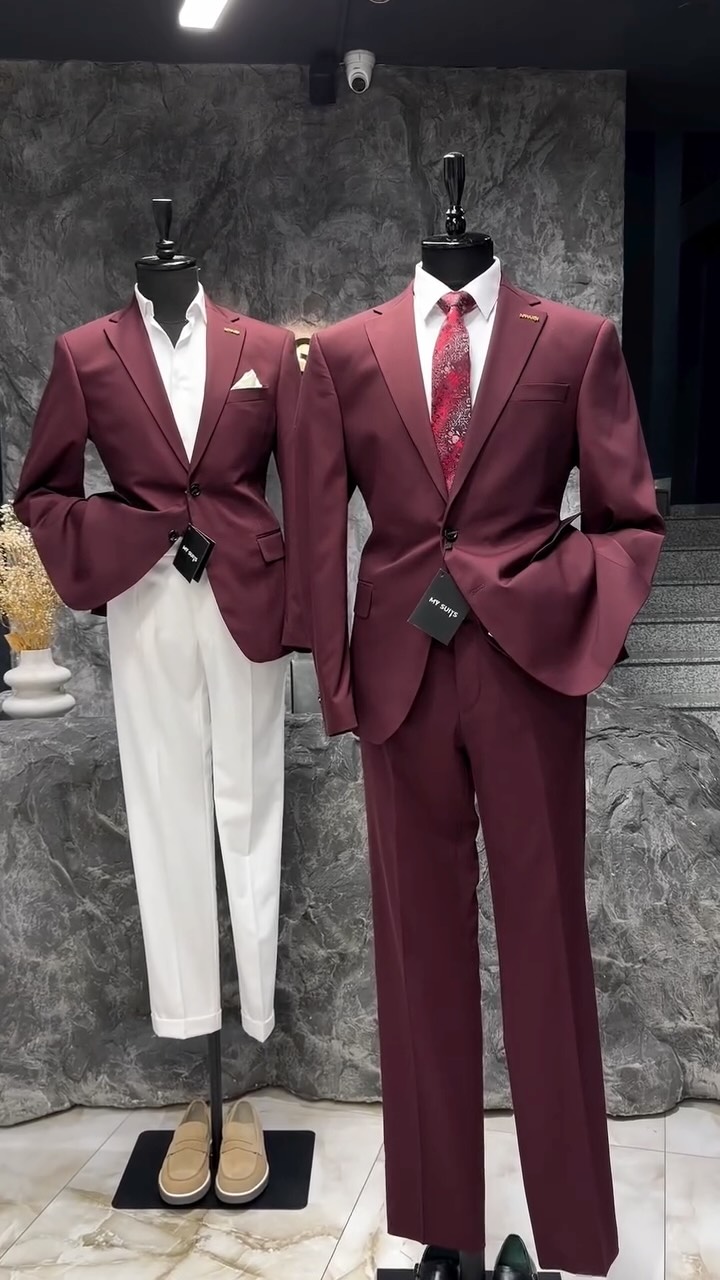 Kostum bordo me pantallona të bardha ose bordo – My Suits
