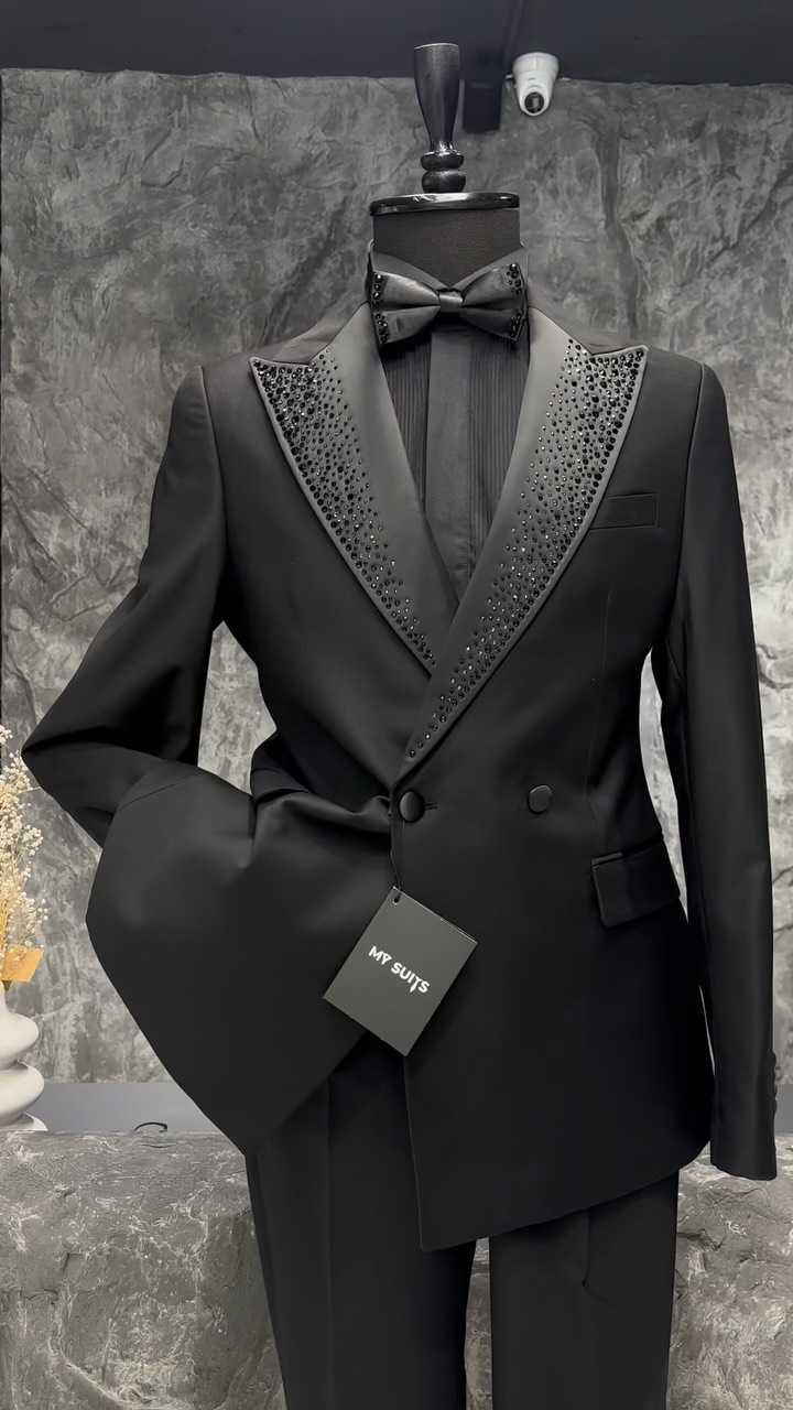 Smoking i zi dhëndri me jakë të zbukuruar – My Suits