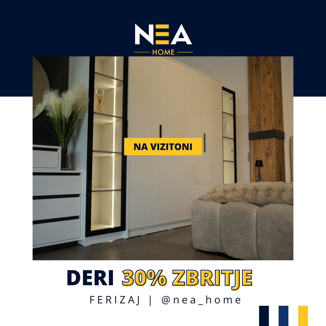 Dollap gjumi me vitrinë të ndriçuar dhe komodë – NEA HOME