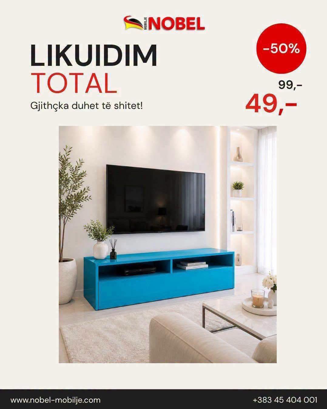 Komodë TV e kaltër moderne – Mobilje NOBEL