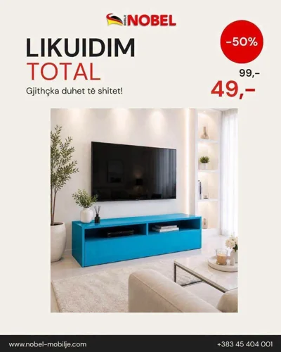Komodë TV e kaltër moderne