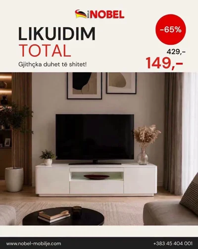 Komodë TV e bardhë e gjatë