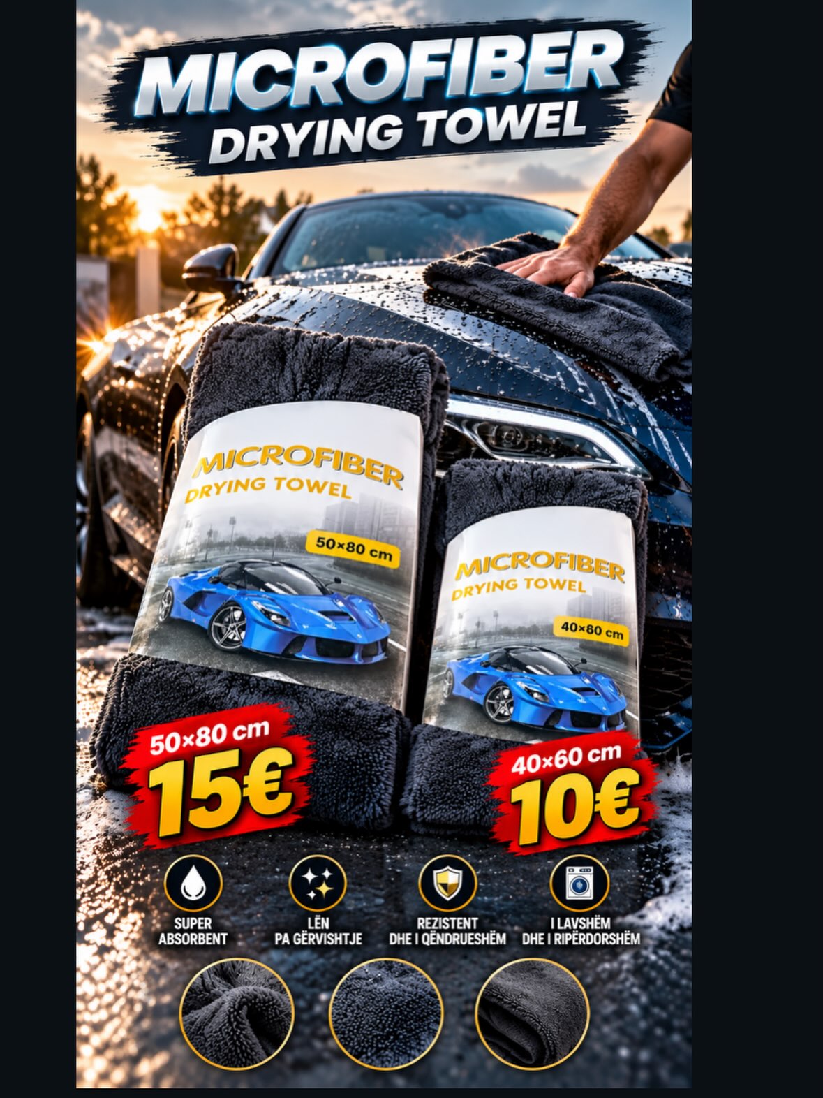 Peshqir mikrofibër për tharjen e veturës – ONLY Shop (2)