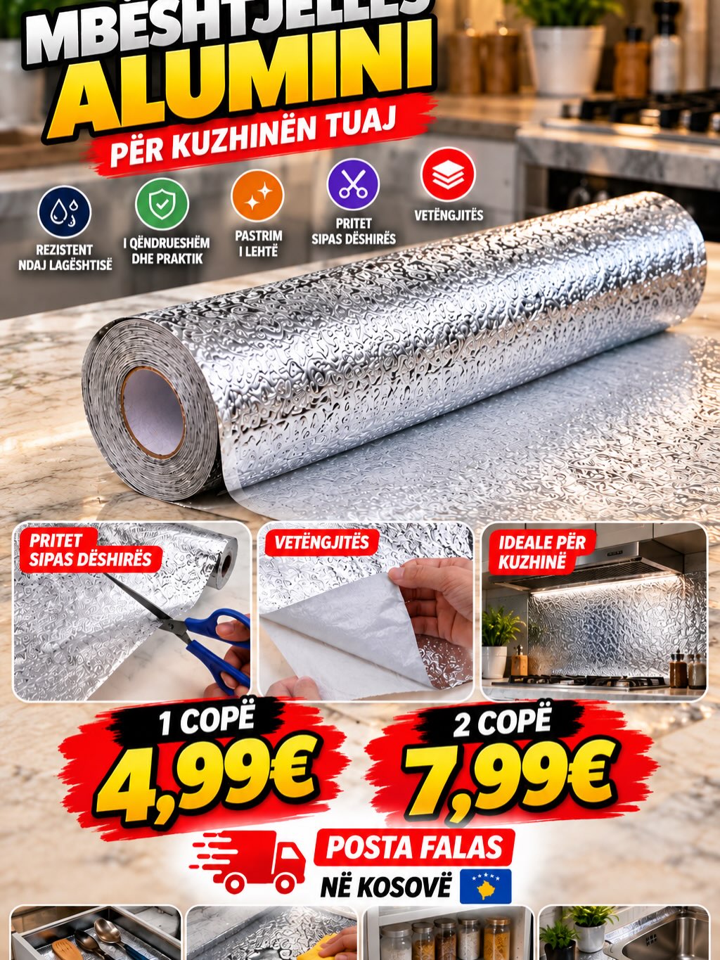 Mbështjellës alumini vetëngjitës për kuzhinë 3m – ONLY Shop (2)