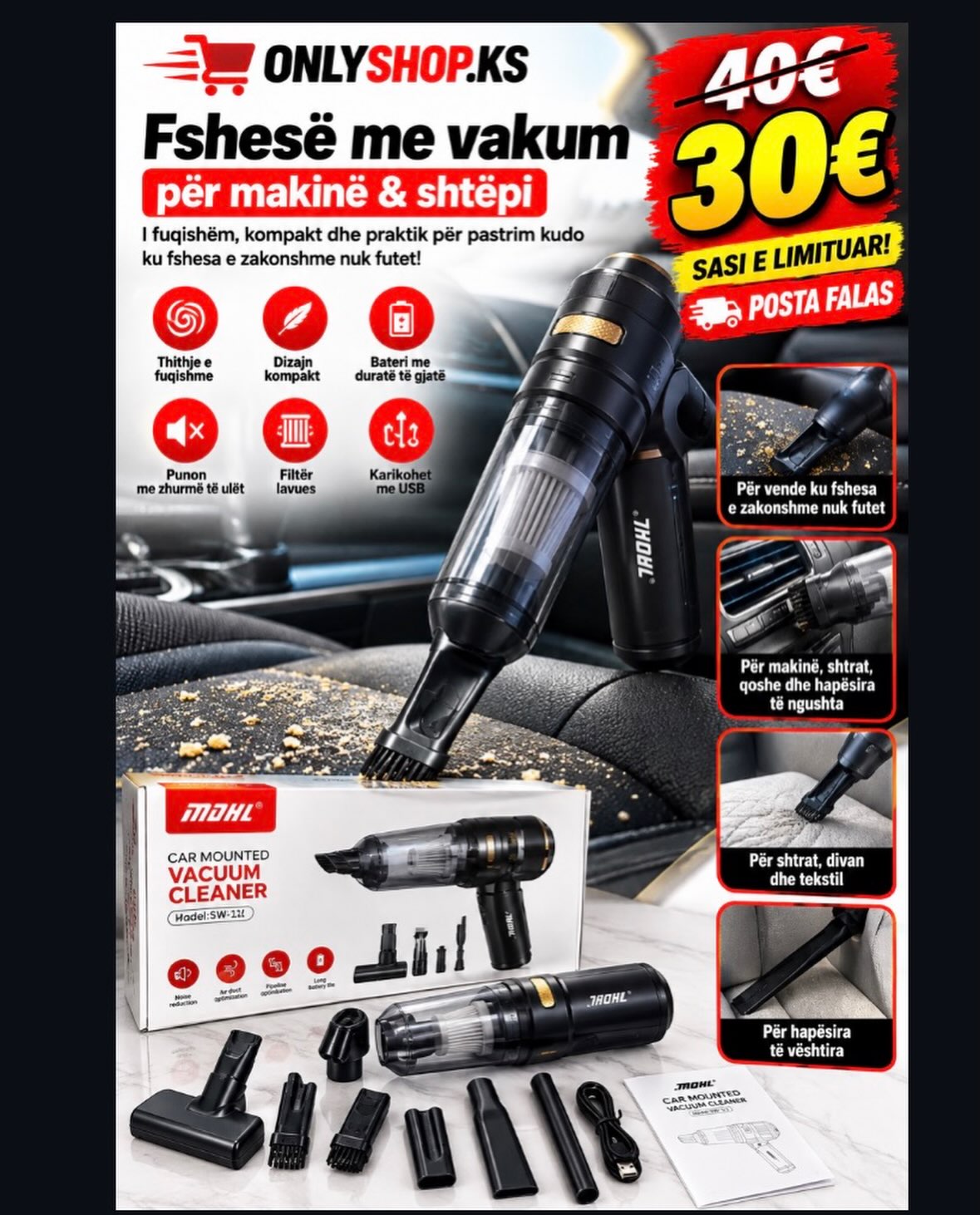 Fshesë me vakum portative për veturë dhe shtëpi – ONLY Shop (2)
