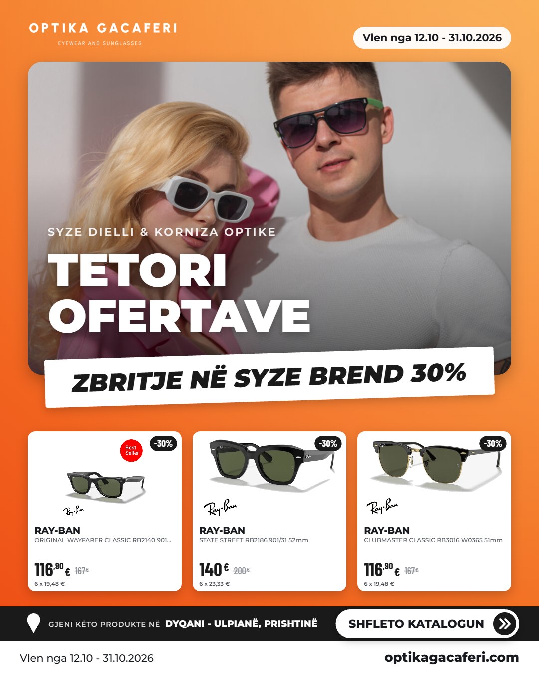 Syze dielli Ray-Ban dhe korniza optike në zbritje – Optika Gacaferi