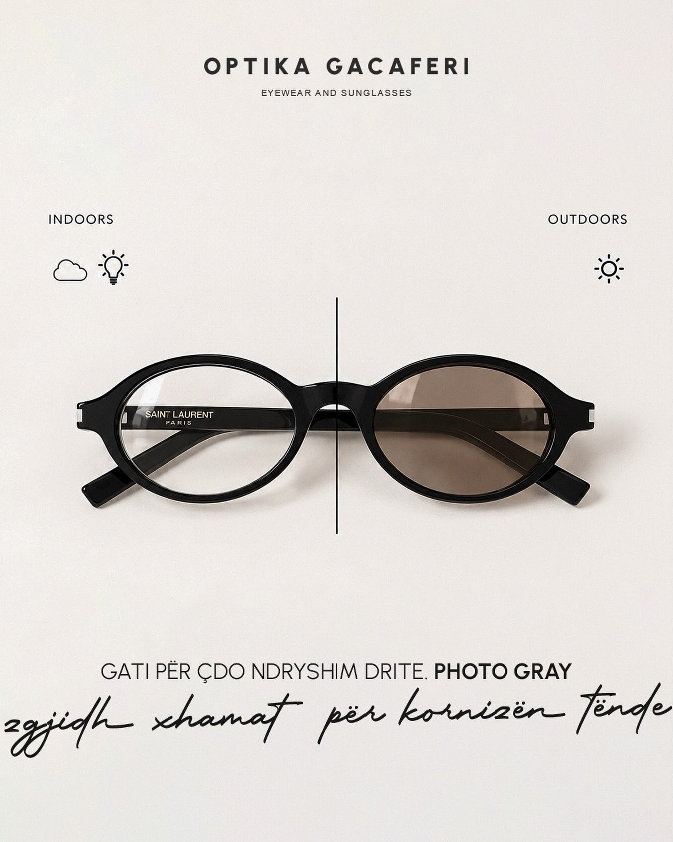 Xhama fotokromatikë gri për syze optike – Optika Gacaferi