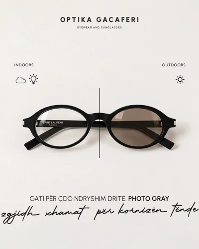 Xhama fotokromatikë gri për syze optike