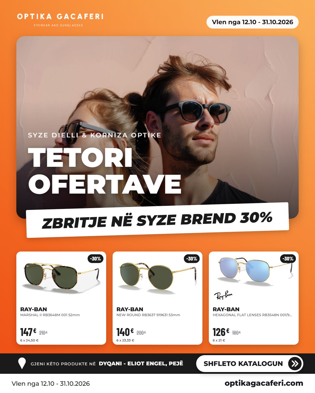 Syze dielli Ray-Ban me kornizë metalike në zbritje – Optika Gacaferi