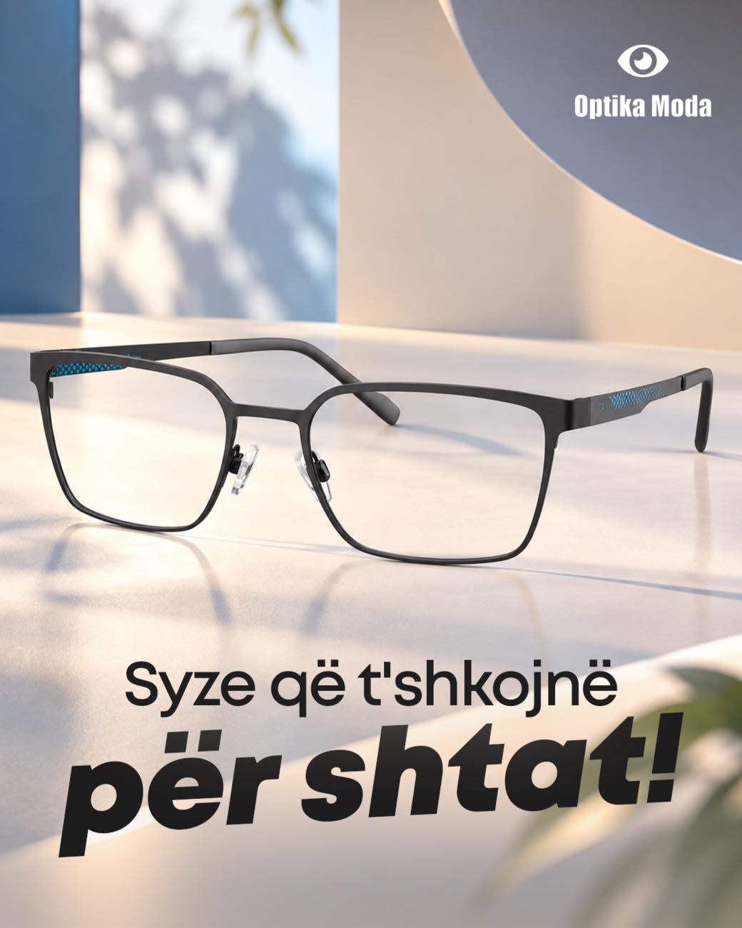 Korniza optike metalike të zeza drejtkëndëshe – Optika Moda