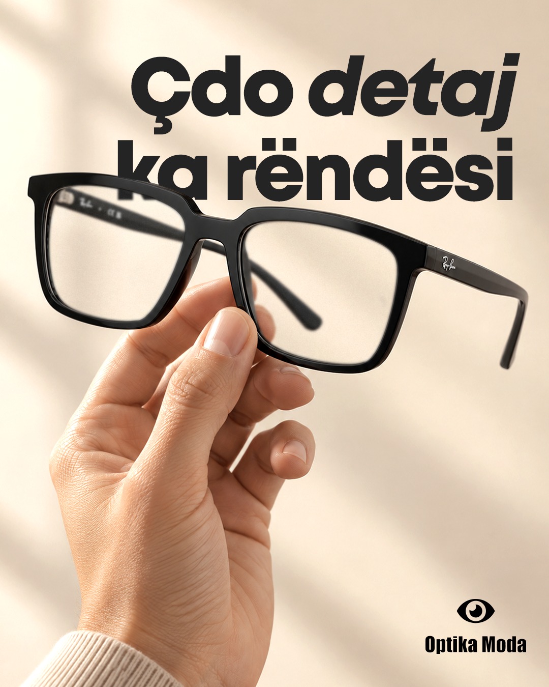 Korniza optike Ray-Ban të zeza katrore – Optika Moda