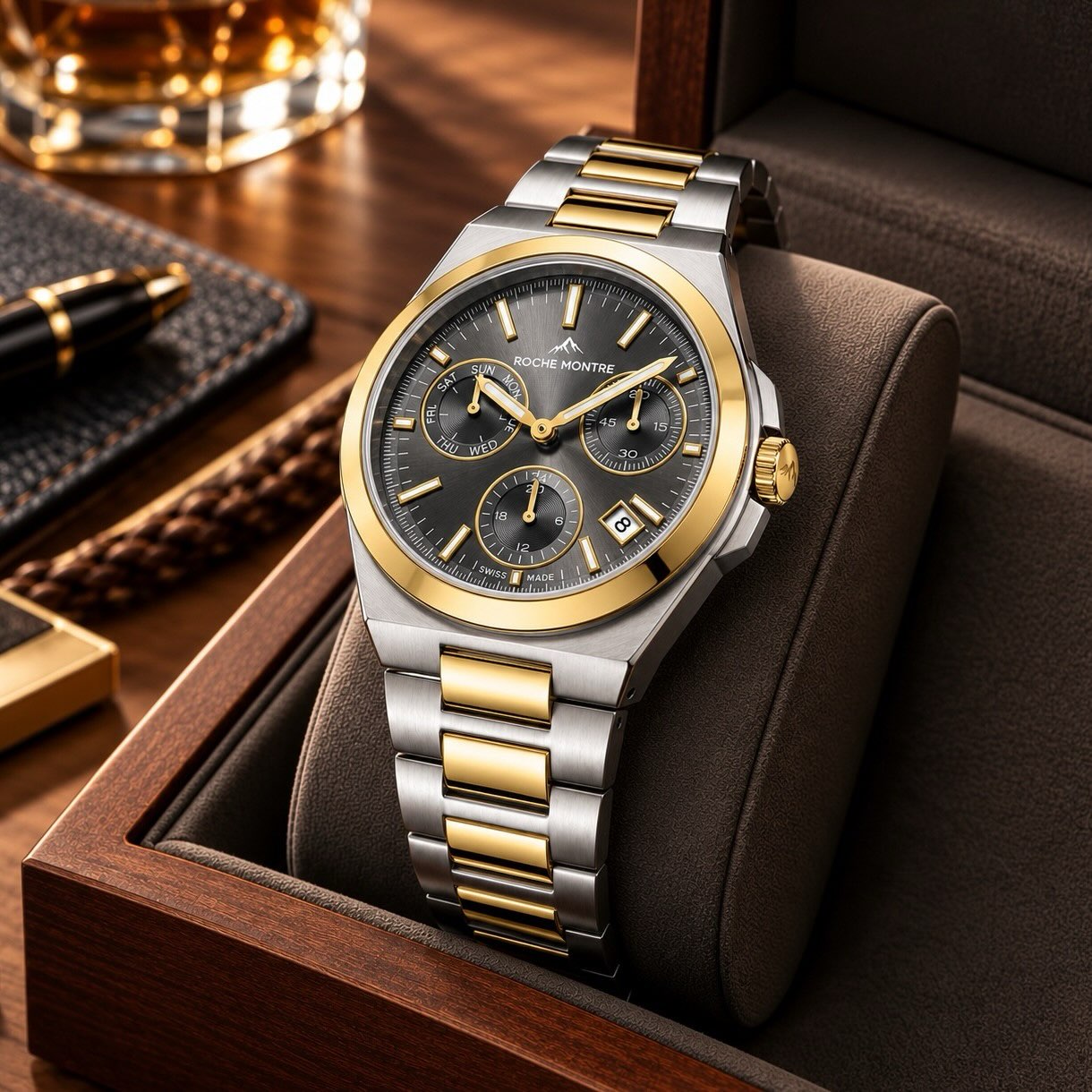 Orë zvicerane Roche Montre bikolore kronograf – ORA - Watches & Optics