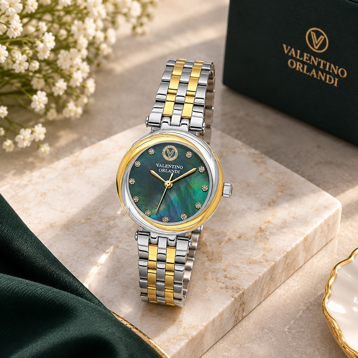Orë Valentino Orlandi për femra me fytyrë jeshile – ORA - Watches & Optics