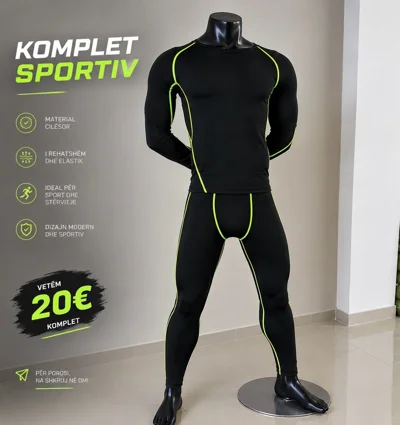Komplet sportiv i zi bluzë dhe tajca