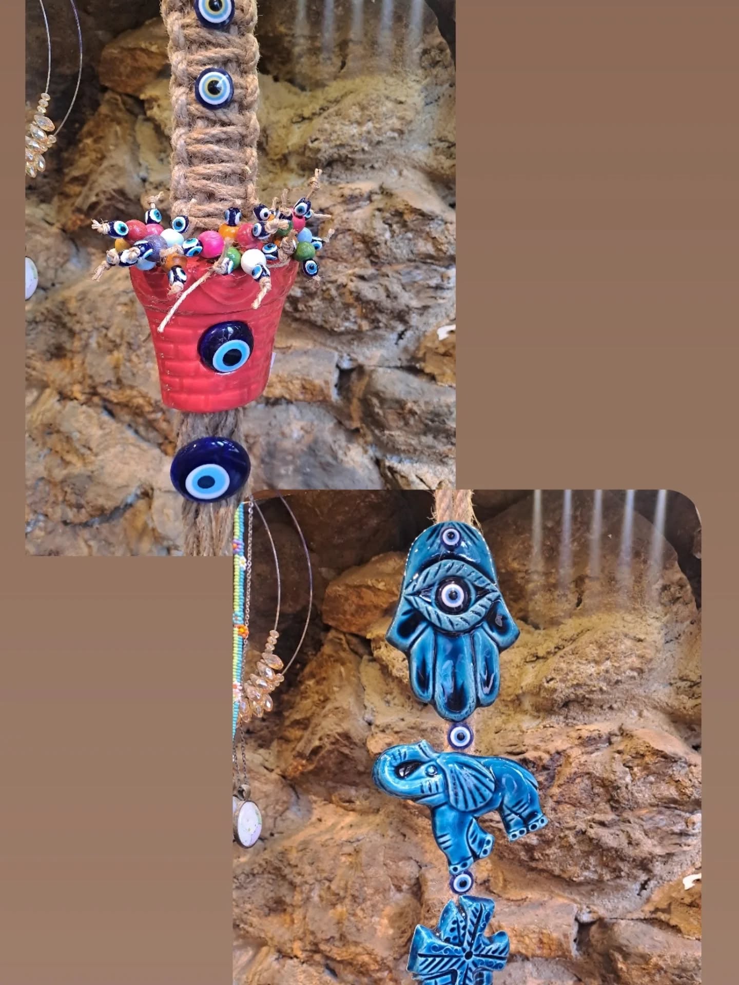 Filxhanë qeramike të bardhë me sy të keq blu – Pandora 💫 (2)
