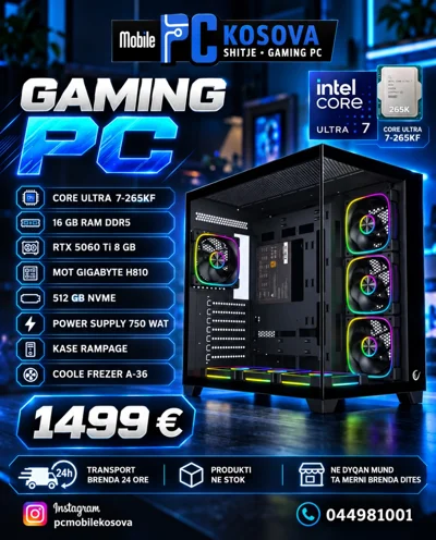 Kompjuter gaming Intel Core Ultra 7 RTX 5060 Ti