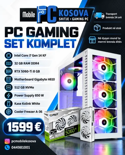 Set kompjuteri gaming Intel Core i7 RTX 5060 Ti