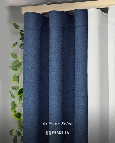 Perde anësore liri Denim Blue