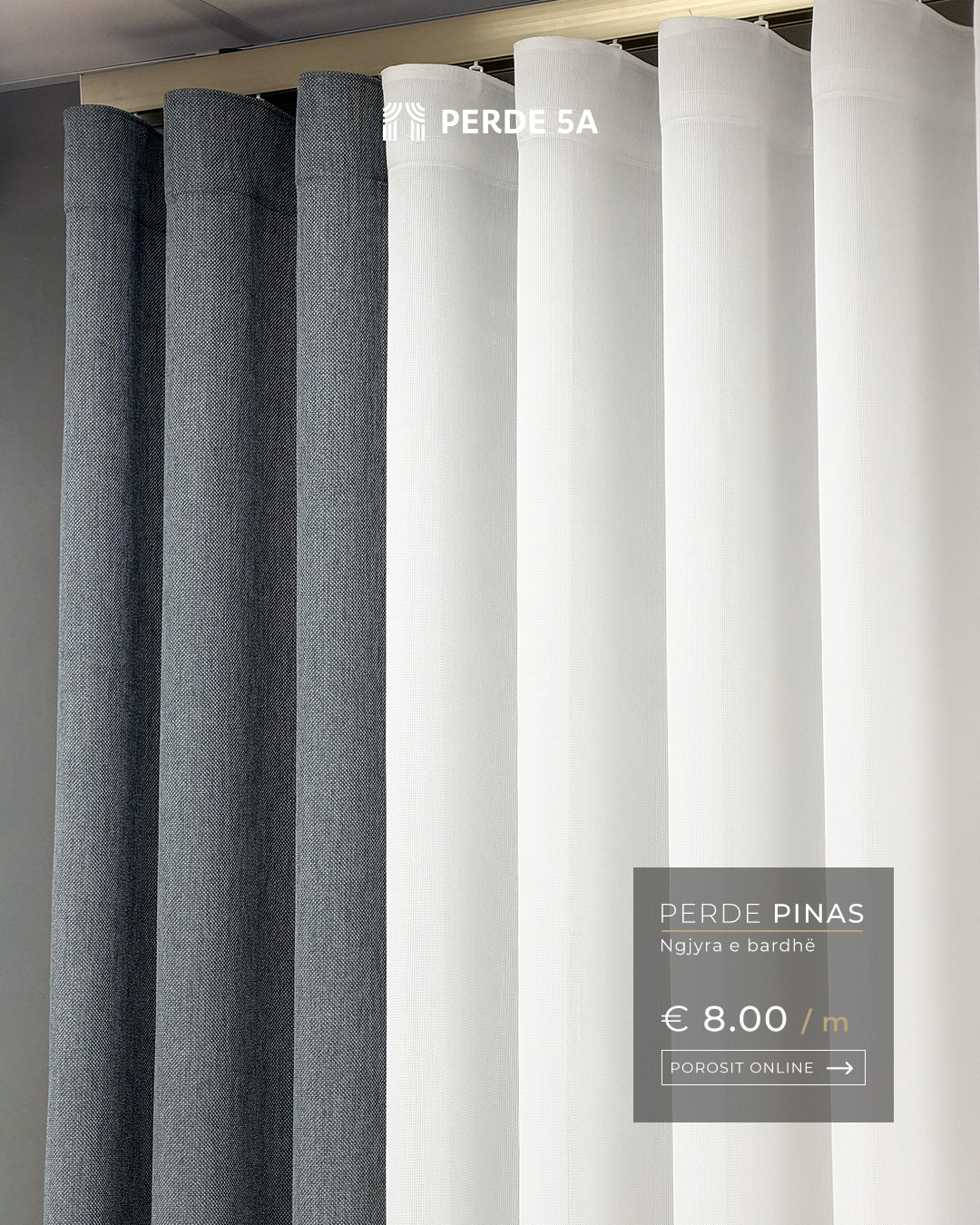 Perde Pinas Bamboo e bardhë – PERDE 5A