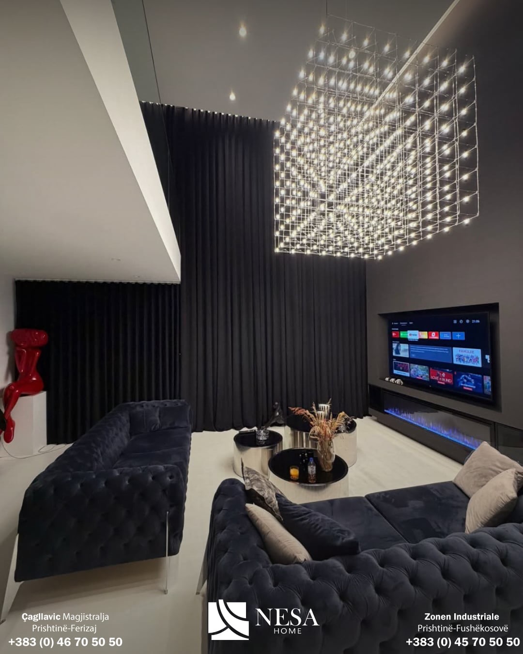 Perde të errëta për sallon – Perde & Tepiha NESA HOME